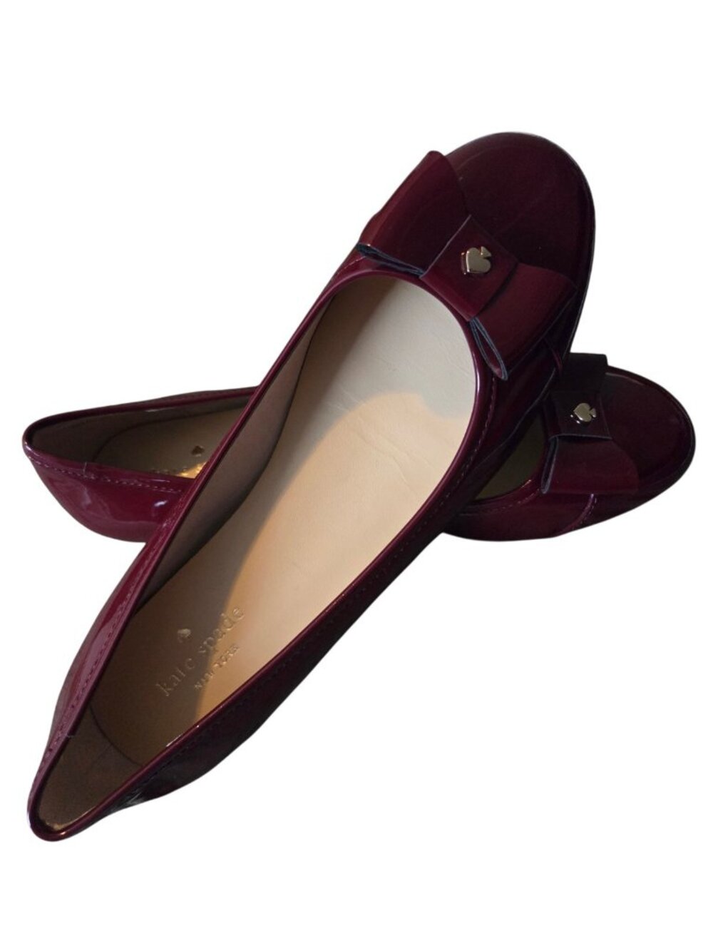 Kate Spade Burgundy Patent Leather Bow Ballet Flats Size 8 NWOT - Picture 9 of 11